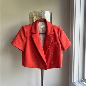 Maeve Red Blazer Double-Breasted Cropped
